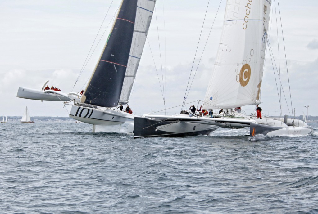 Crewed ocean racing maxi catamaran Explorer, carbon multihull